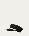Maison Michel Abby Sequined Tweed Newsboy Hat In Black