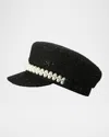 Maison Michel Abby Sequined Tweed Newsboy Hat In Black