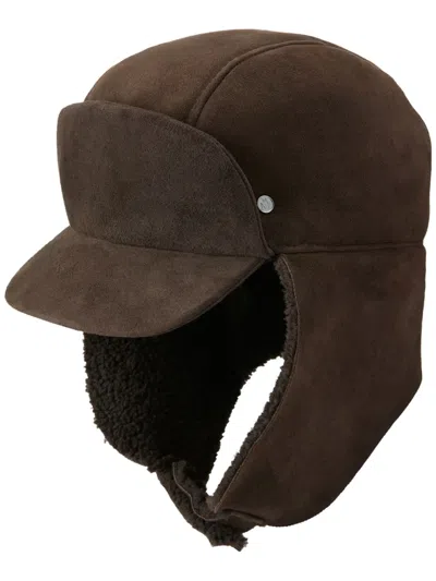 Maison Michel Agatha Shearling Aviator Hat In Brown