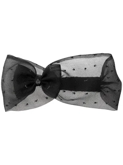 Maison Michel Alessia Bow-detail Headband In 黑色