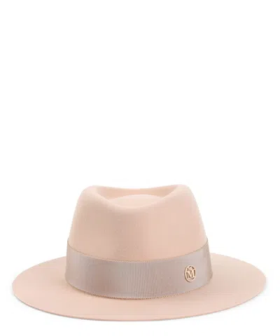 Maison Michel Andre Hat With Concave Crown And Ribbon Detail In Pink