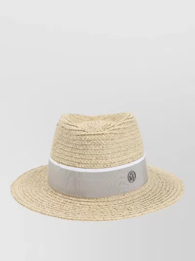 Maison Michel Andre Hat Wide Brim Woven Straw Band In Neutral
