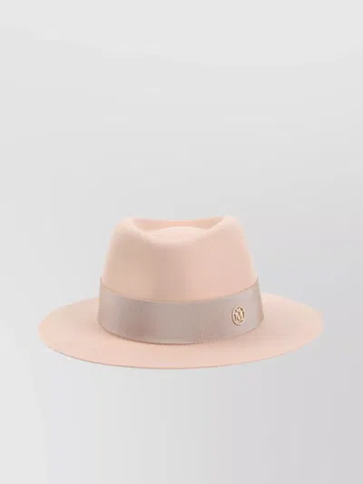Maison Michel Andre Hat With Concave Crown And Ribbon Detail In Pink
