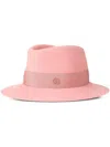 Maison Michel Andre Logo Plaque-detail Wool Fedora In Rosa