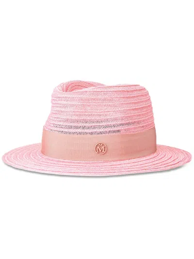 Maison Michel André Straw Fedora Hat In Pink