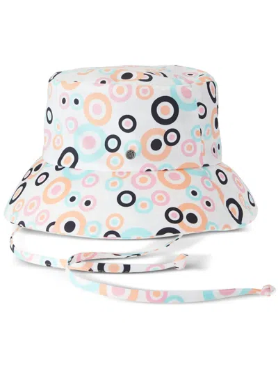 Maison Michel Angele Graphic-print Cotton Bucket Hat In Weiss