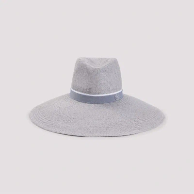 Maison Michel Anna Hat Wide Brim Woven Strap In Gray