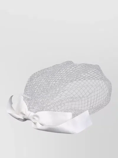 Maison Michel Annie Bow Veil Detail Headpiece In White