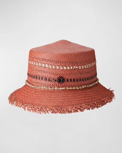 Maison Michel Arsene Straw Bucket Hat In Pink
