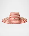 Maison Michel Aude Striped Straw Floppy Hat In Natural Red
