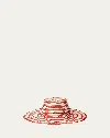 Maison Michel Aude Striped Straw Floppy Hat In Natural Red