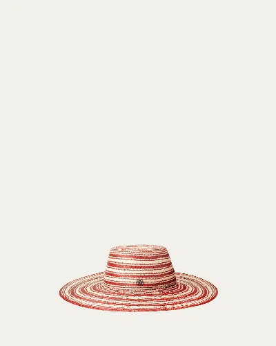 MAISON MICHEL AUDE STRIPED STRAW FLOPPY HAT