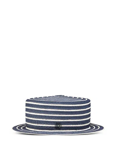 Maison Michel Augusta Striped-design Hat In Blue