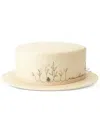 Maison Michel Auguste Straw Boater Hat In Neutrals