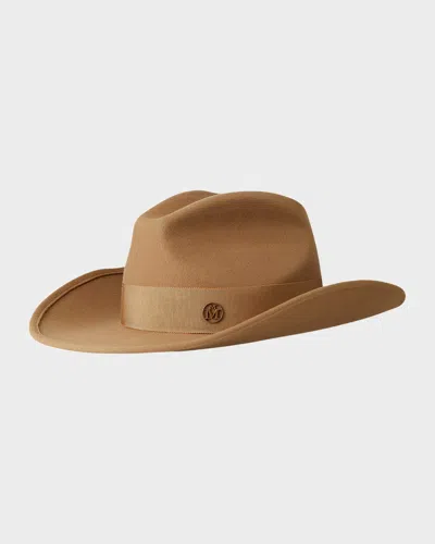 Maison Michel Austin Camel Wool Felt Cowboy Hat In Burgundy
