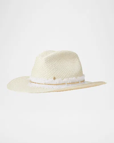 MAISON MICHEL AUSTIN DENIM STRASS STRAW COWBOY HAT