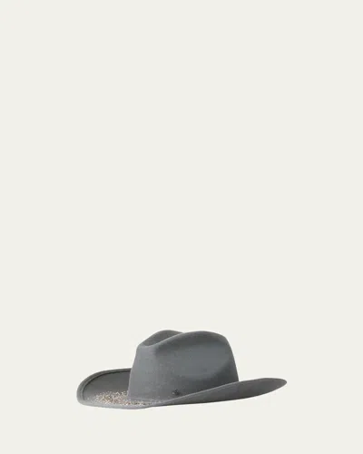 Maison Michel Austin Fairy Dust Strass Wool Felt Cowboy Hat