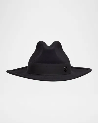 Maison Michel Austin Felt Wool Fedora In Black