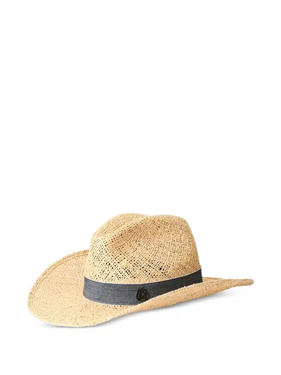 Maison Michel Austin Logo-plaque Hat In Neutral