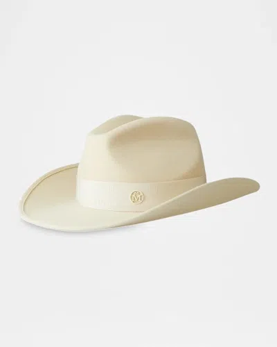Maison Michel Austin Wool Felt Cowboy Hat In Neutral