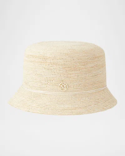 Maison Michel Axel Crochet Straw Bucket Hat In Beige