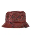 MAISON MICHEL AXEL LOGO-CHARM BUCKET HAT IN BROWN SILK