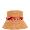 Maison Michel Natural Axel Raffia Bucket Hat In Orange