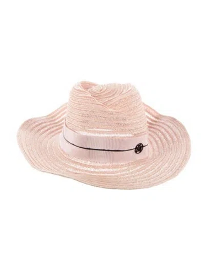 Pre-owned Maison Michel Basket Weave Sun Hat In Neutral