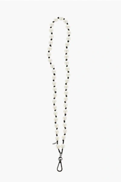 Maison Michel Beaded Martine Shoulder Strap To Attach To Hat Loop In White