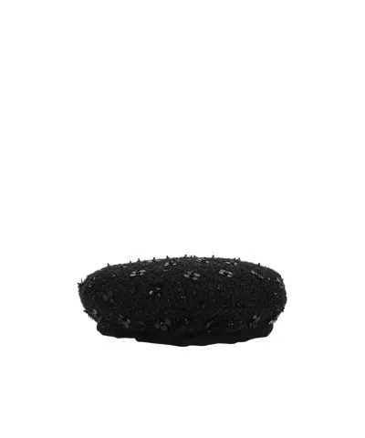 Maison Michel Beaded Textured Beret In Black