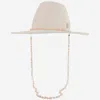 Maison Michel Beige Felt Fedora Hat With Shells In White