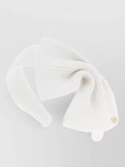Maison Michel Beth Headband Featuring Bow Knit Texture In White