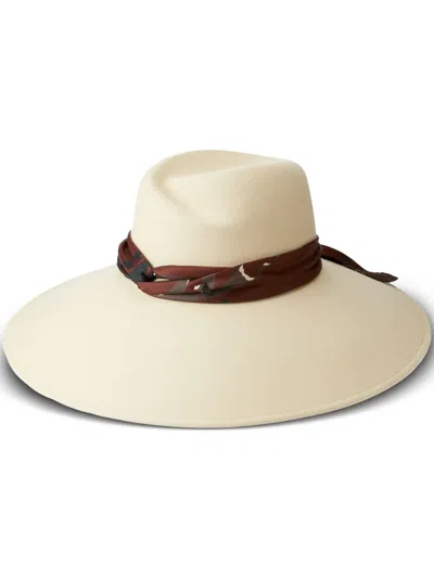 Maison Michel Big Virginie Wool Hat W/ Silk Hatband In Seed Pearl