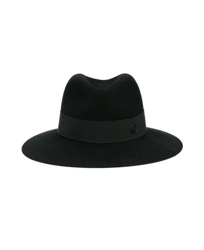 MAISON MICHEL BLACK HENRIETTA LOGO HAT