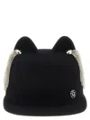 Maison Michel Crystal Embellished Jamie Hat Featuring Chains In Black