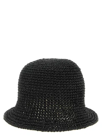 Maison Michel Black Pablo Woven Bucket Hat