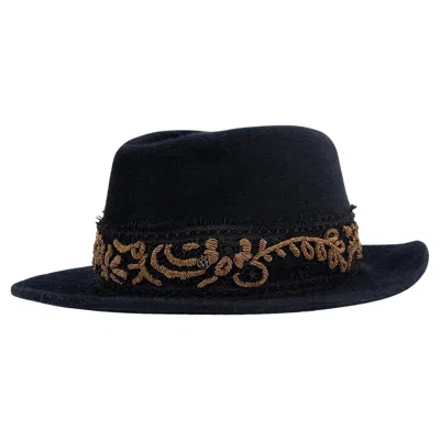 Pre-owned Maison Michel Black Wool Felt Embroidered Hat S