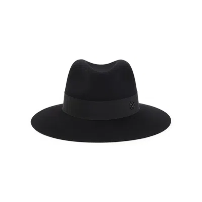 Maison Michel Black Wool Hat With Wide Brim