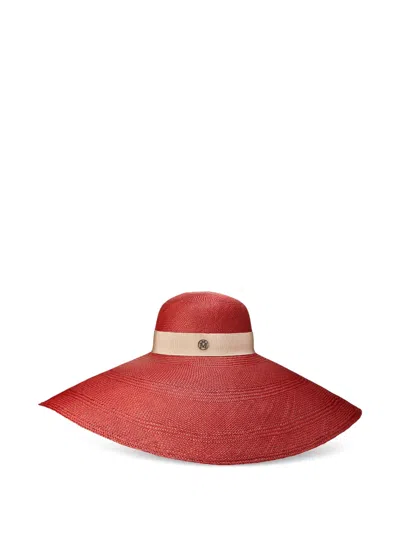 Maison Michel Blanche Hat In Burgundy
