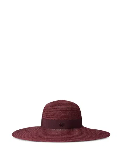Maison Michel Blanche Wide-brim Hat In Burgundy