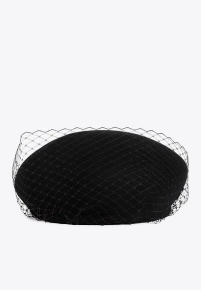 Maison Michel Bonni Wool Felt Veil In Black