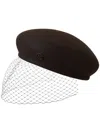 Maison Michel New Bonnie Veil Hat In Brown