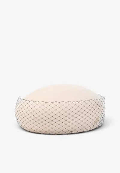 Maison Michel Bonnie Wool Felt Veil Hat In Neutral