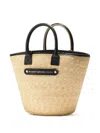 Maison Michel Brittany Straw Leather-trimmed Tote Bag In Neutral