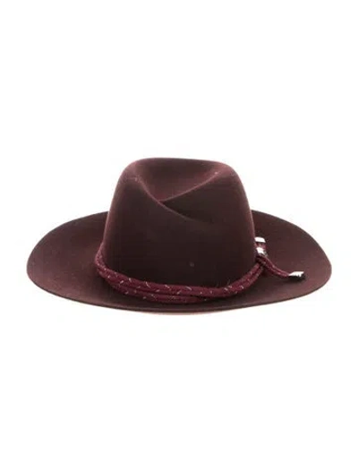 Pre-owned Maison Michel Burgundy Suede  Fedora Style Hat