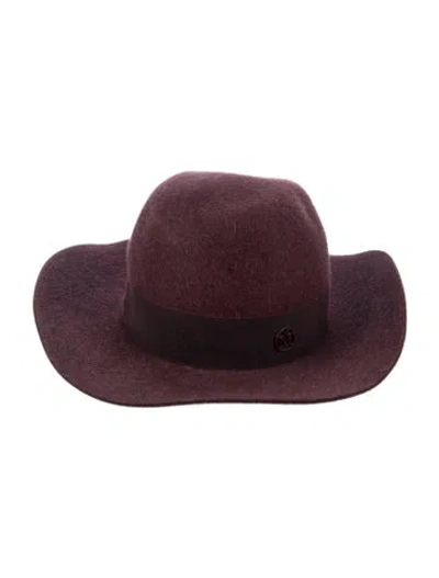 Pre-owned Maison Michel Burgundy Wide Brim Sun Hat