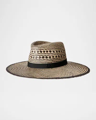 MAISON MICHEL CHARLES BICOLOR STRAW FEDORA HAT