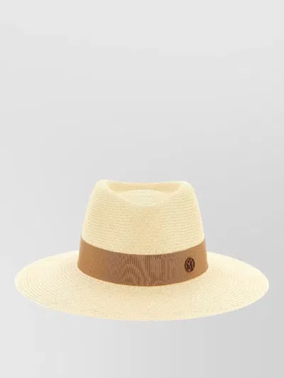 Maison Michel Charles Hat Structured Crown Wide Brim Band In Neutral