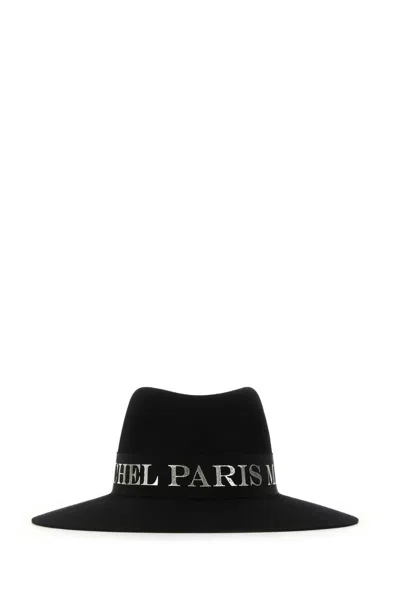 Maison Michel Charles Logo Trim Hat In Black