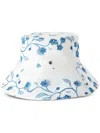 Maison Michel Charlotte Floral-print Bucket Hat In Weiss